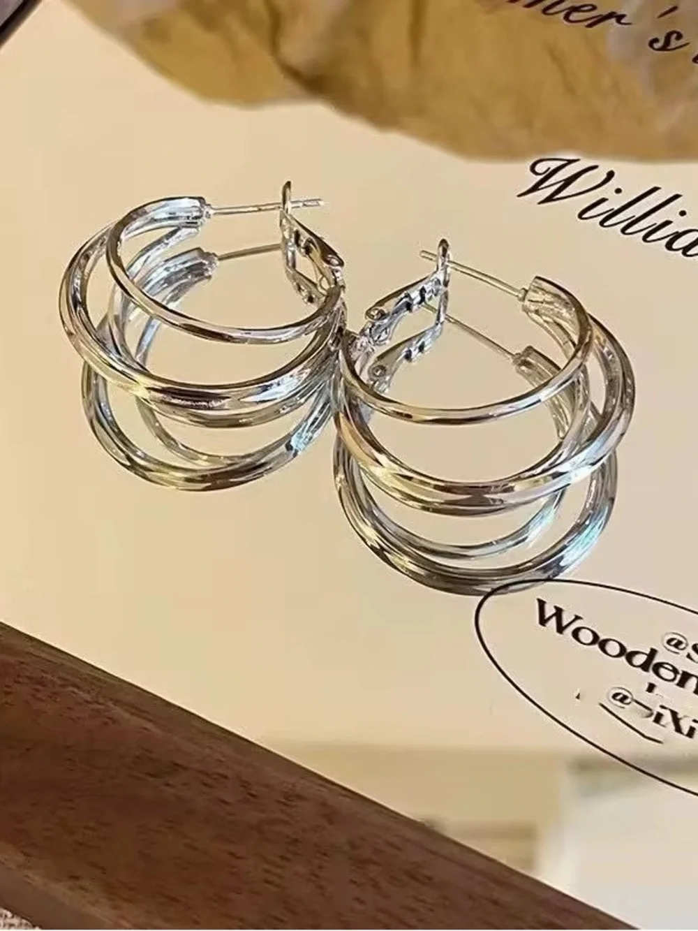 ***Classic Silver Double-Hoop Women's Earrings